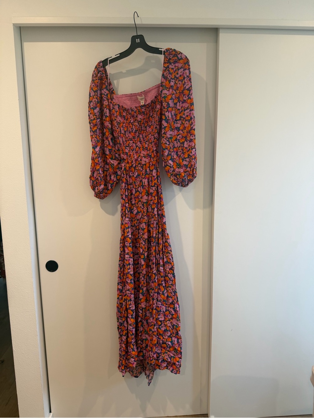 NWT l*space Purple & Orange Floral Smocked Maxi Dress